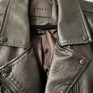 Black vegan leather biker style jacket size L (10-12)
